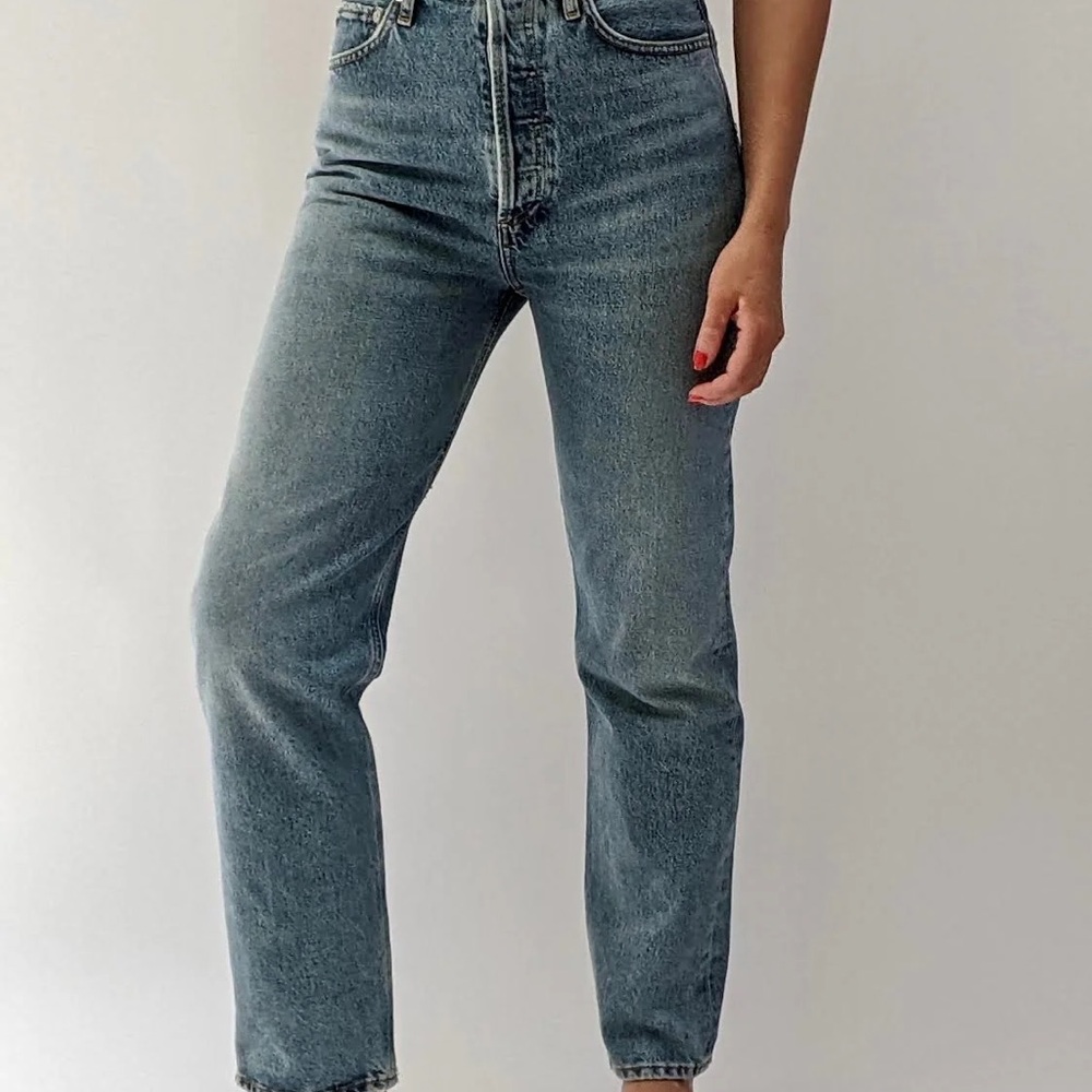 Agolde Straight Leg Jeans in Washed Blue